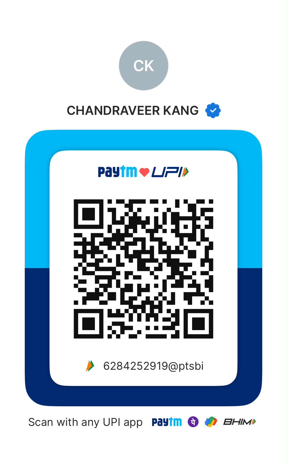 UPI QR code for Chandraveer Kang